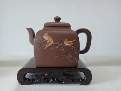 與書畫陶藝名家袁子姵合作（袁強制壺 袁子姵泥繪）